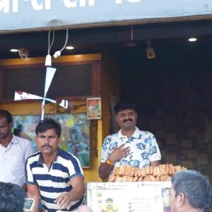 Gur Khaja — customer at the original Sri Kali Sah Silao Khaja shop in Nalanda, Bihar