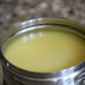 Bilona desi cow ghee set grainy and golden in a bowl, Bihar