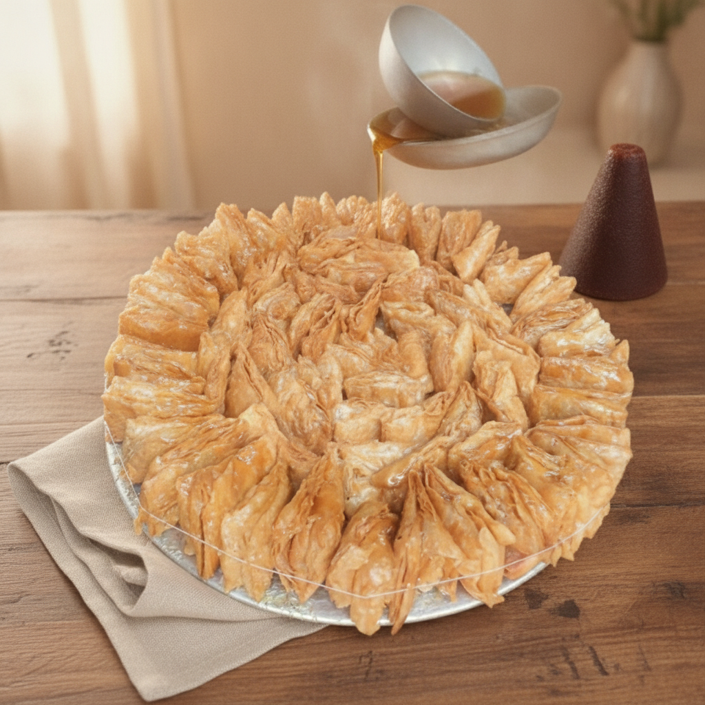 Gur Khaja — iconic tower with dark jaggery cone, on warm rustic wood with linen napkin