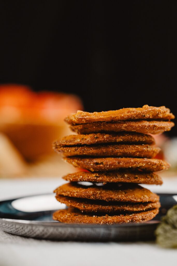 Stack of thekua wheat-jaggery cookies, Bihari Chhath prasad